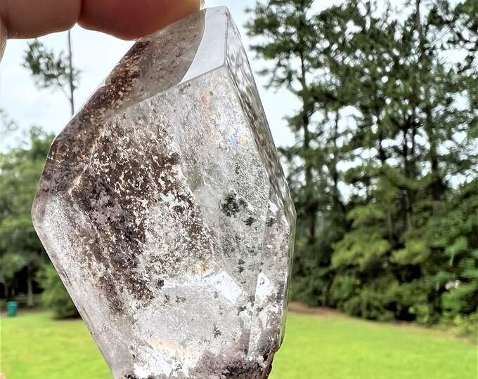 Rare Clear Quartz with Inclusion Faceted Point ~ Clear Quartz Point ~ Reiki ~ Chakra ~ Home ~ Rare Find ~ Rock Collection ~ Gift ~ Crystal