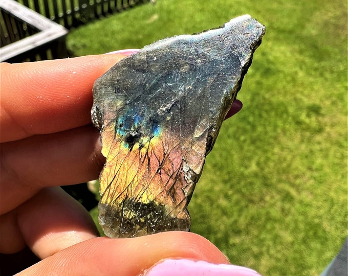 Labradorite Spectralite Raw Slice for TRANSFORMATION ~ Raw labradorite stones ~ Flash stone ~ Spectralite Stone ~ Home ~ Reiki ~ Chakra