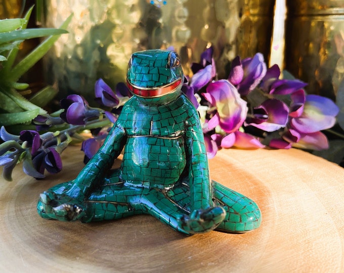 Meditating Frog Turquoise Coral
