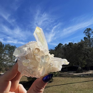 Angel Aura Cluster - Angel Aura Quartz Cluster - Aura Quartz Crystal - healing crystals and stones - Aura Quartz Stone - angel aura crystal