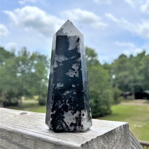 Black Tourmaline Quartz Point ~ Protect from Negative Energy ~ Crystal Generator ~ Healing Crystal~  Home Decor ~Black Rutile Quartz Tower