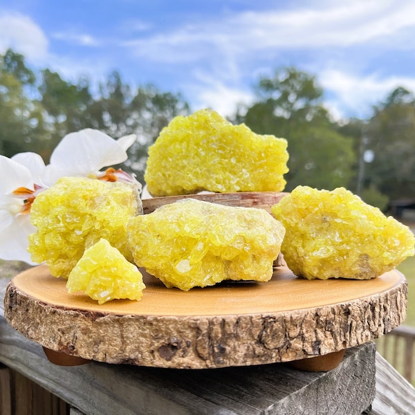 Sulfur Crystal Cluster ~ The Inner Power Stone ~ Natural Sulfur Specimen ~ Decor Stone ~ Meditation stone  ~ Rock Collector ~Rare Find