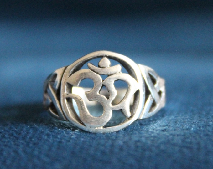 Yoga Om Mantra Sterling Silver Ring