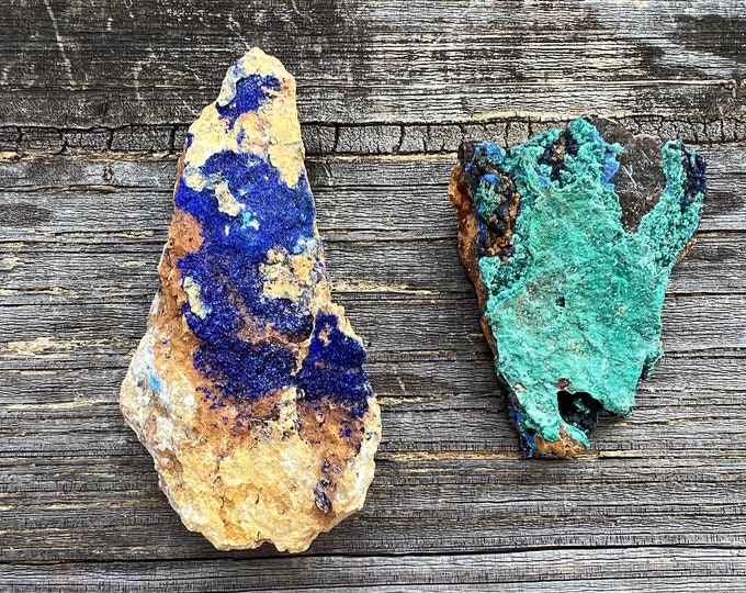 Raw Azurite Crystal on Quartz ~ Azurite Malachite Crystal Cluster ~ Raw Azurite Stone ~ Raw Malachite Azurite Crystal