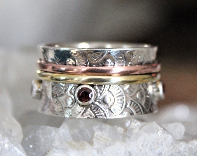 Garnet Birthstone Sterling Silver Ring