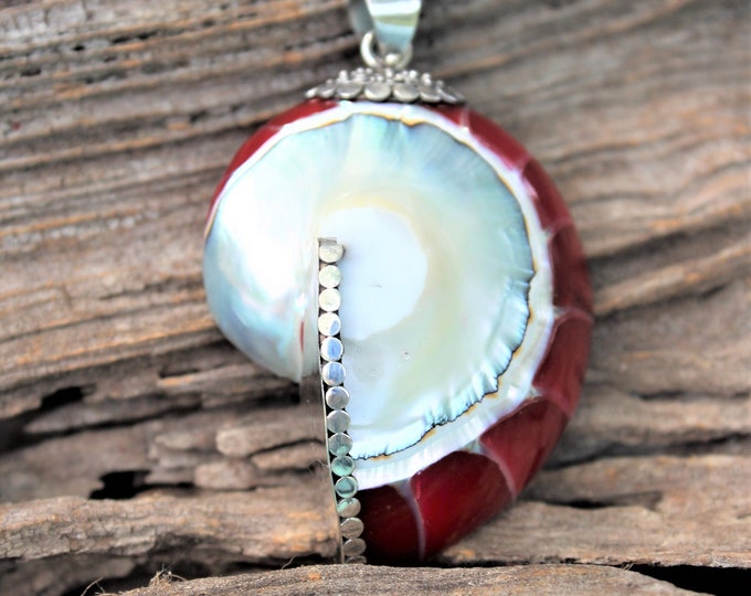 Red Shell Sterling Silver Pendant