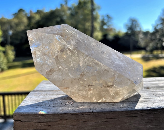 Quartz with Rainbows Faceted Point