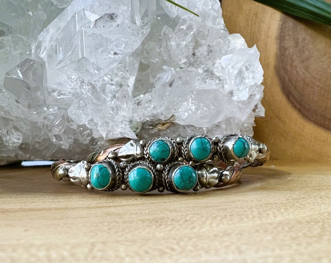 Cowgirl Turquoise Copper and Bronze Cuff Bracelet