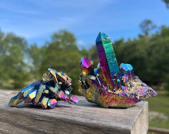 Titanium Rainbow Aura Quartz Cluster