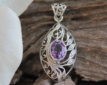 Amethyst Geburtsstein Sterling Silber Anhänger ~ Geschenk für Sie