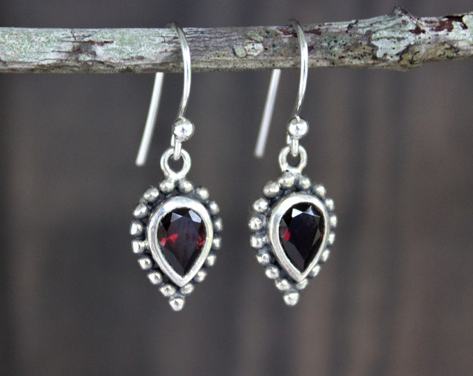 Garnet Sterling Silver Earrings