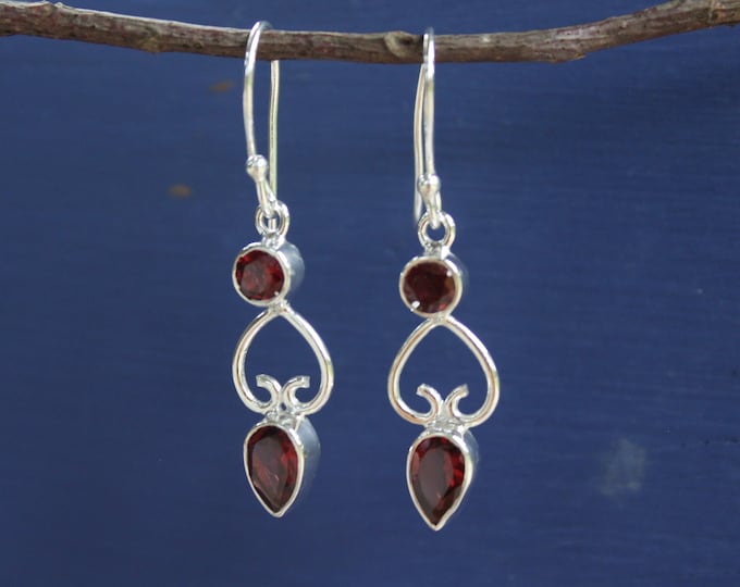 Garnet Sterling Silver  Earrings ~ Gift for Her