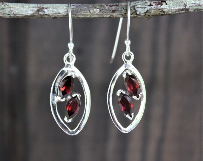 Garnet Sterling Silver Earrings