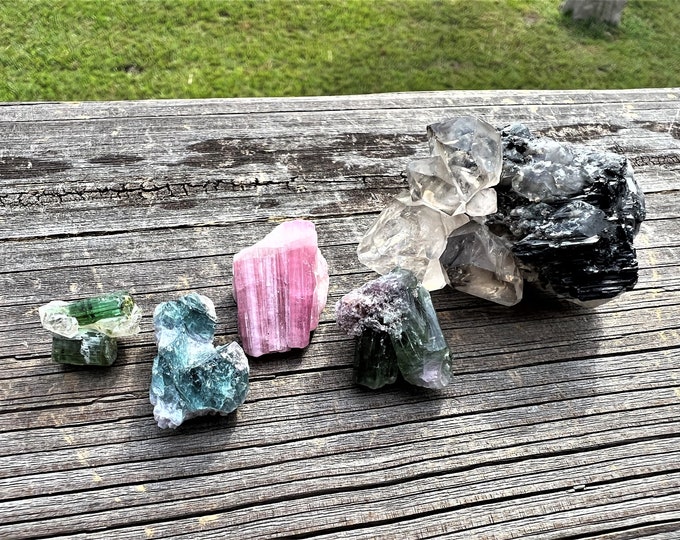 Green Tourmaline ~ Blue Tourmaline ~ Pink Tourmaline ~ Watermelon Tourmaline ~ Tourmaline in Quartz  ~ Rare Find ~ Heart Chakra Metaphysical