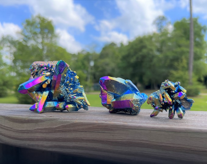 Titanium Rainbow Aura Quartz Cluster