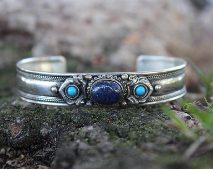 Bohemian Lapis Lazuli Bracelet ~ Birthstone Bracelet ~ Blue Stone Bracelet ~ Bohemian Bracelet ~ Cowgirl Bracelet ~ Southwestern Bracelet