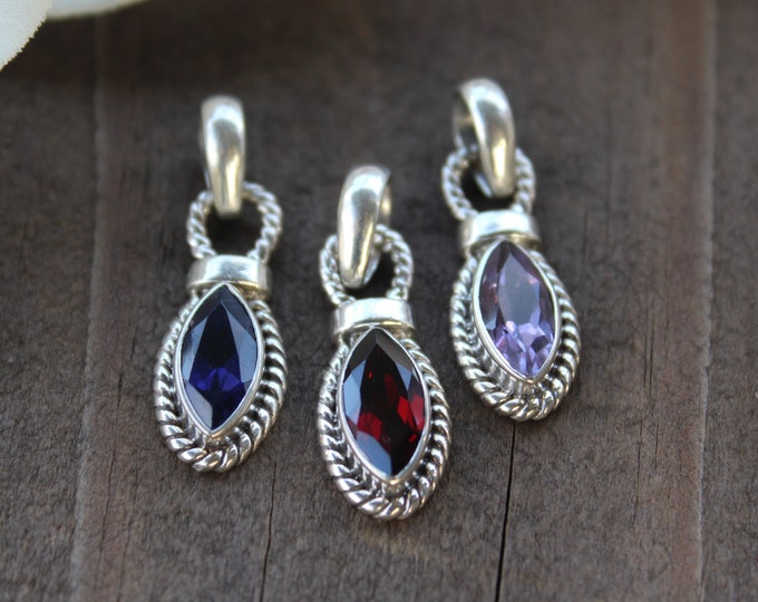Sterling Silver Garnet, Amethyst and Iolite Necklace Pendant