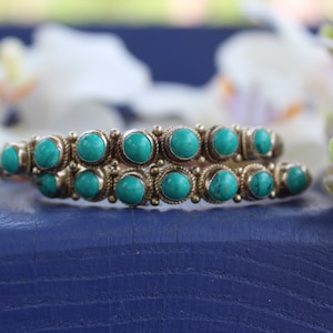 Turquoise Adjustable Bracelet for Cowgirl Cowboy Southwest Style Blue Stone Bangle for Boho Hippie Festival Goer Cuff Gift Idea for Him Her