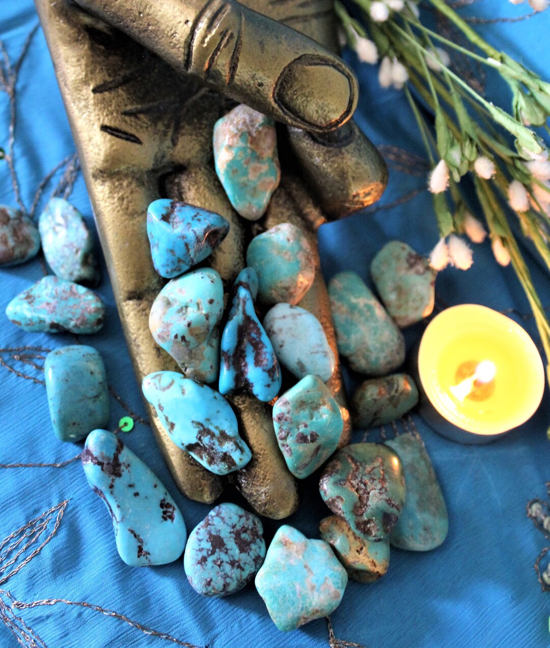 Piedra pulida turquesa natural Piedra de bolsillo turquesa Piedra  curativa Piedra de cristal turquesa Piedras preciosas turquesas  Piedra de