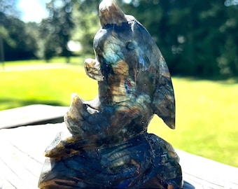 Hand Carved Labradorite Dolphin