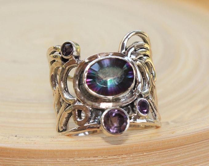 Mystic Topaz Sterling Silver Ring