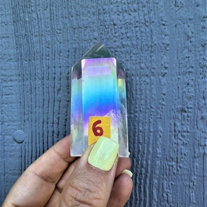 Angel Aura Clear Quartz Crystal Tower, Crystal Point, Crystal Obelisk, Crystal Wand, Healing Crystal, Aura Crystal, Crystal Towers