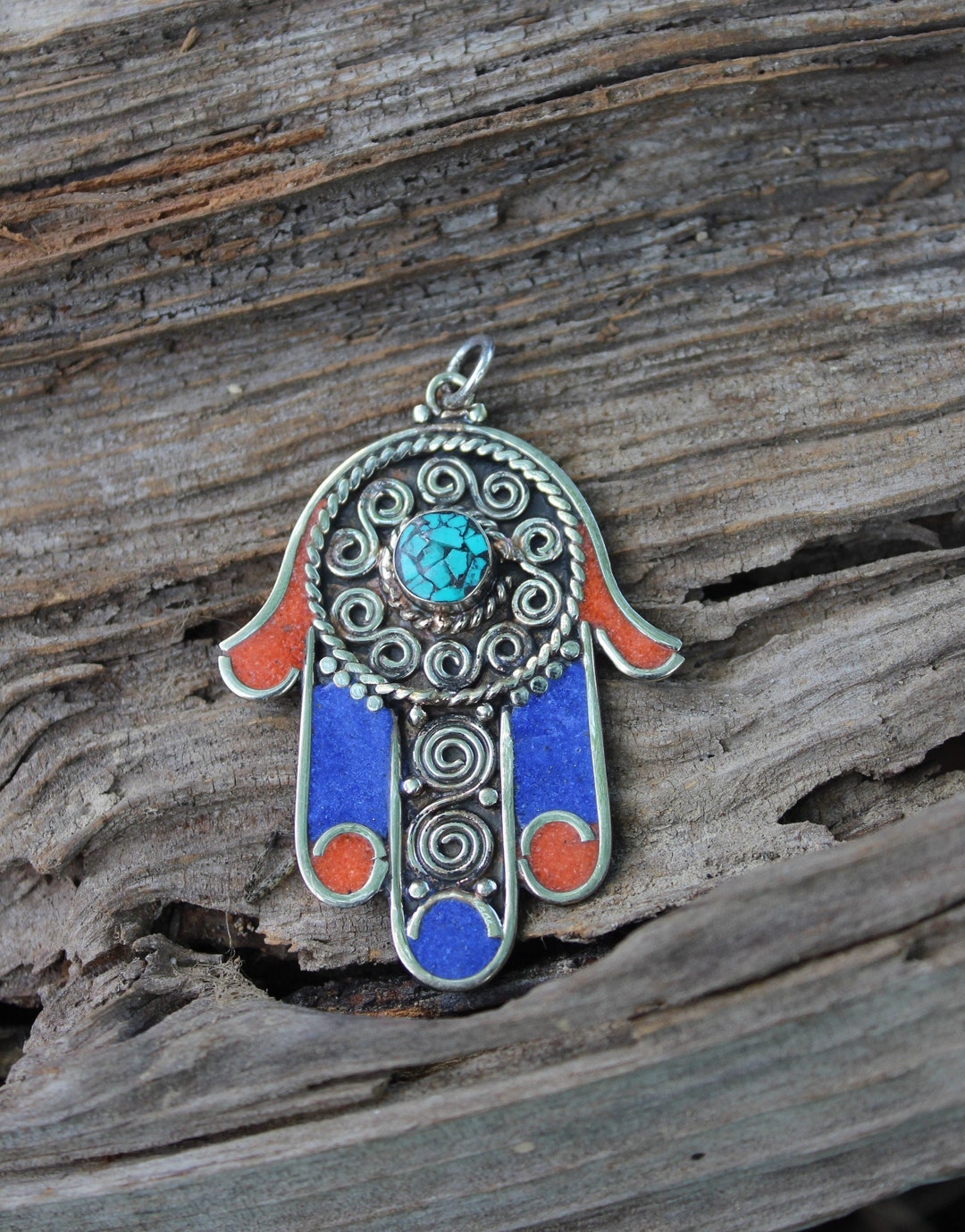enjoylifecreative Hamsa Hand Evil Eye Collana da donna in argento Sterling 925 Fatimas mano Nazar ciondolo a forma di mano dell'amuleto di Fatima, idea regalo per donne e ragazze, Argento sterling
