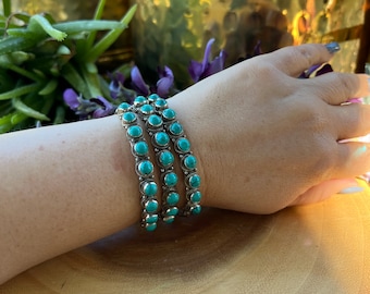 Turquoise manchetarmband ~ edelsteen manchetarmband ~ geboortesteen armband ~ Boho armband ~ Cowboy armband ~ zuidwestelijke armband