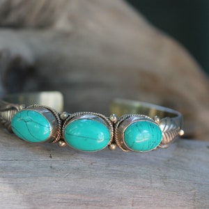 Turquoise Adjustable Bracelet, Boho Southwestern Style