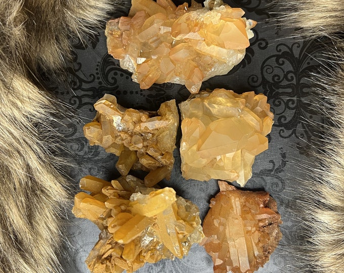 Tangerine Quartz Crystal Cluster