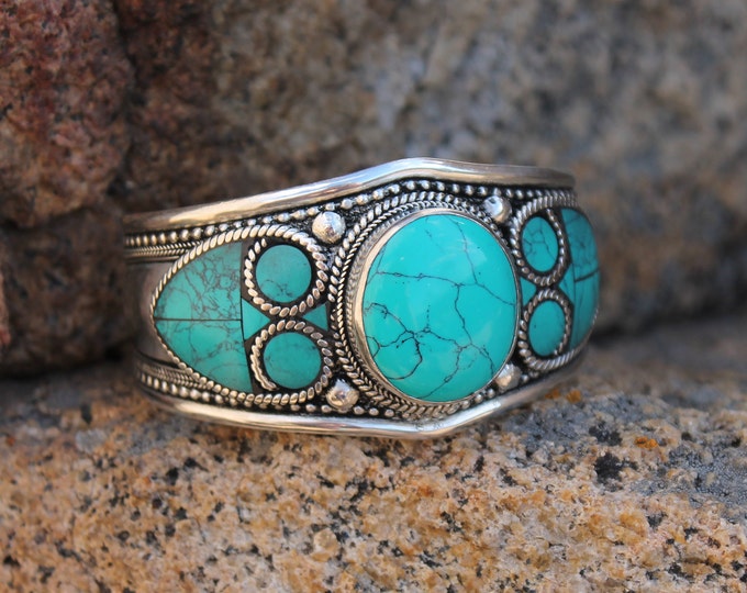 Turquoise Bracelet , Birthstone Bracelet , Blue Stone Bracelet , Boho Bracelet , Gypsy Bracelet , Cowboy Bracelet , Southwestern Bracelet