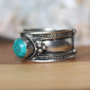 Turquoise Adjustable Ring, Birthstone Ring, Cowgirl Ring, Blue Stone Ring, Bohemian Ring, Gypsy Ring, Southwestern ring image 3