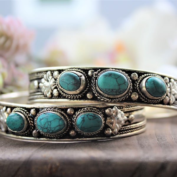 Bracelet turquoise, bracelet pierre de naissance, bracelet bohème, bracelet en pierre, bracelet cowboy, bracelet sud-ouest, bracelet hippie