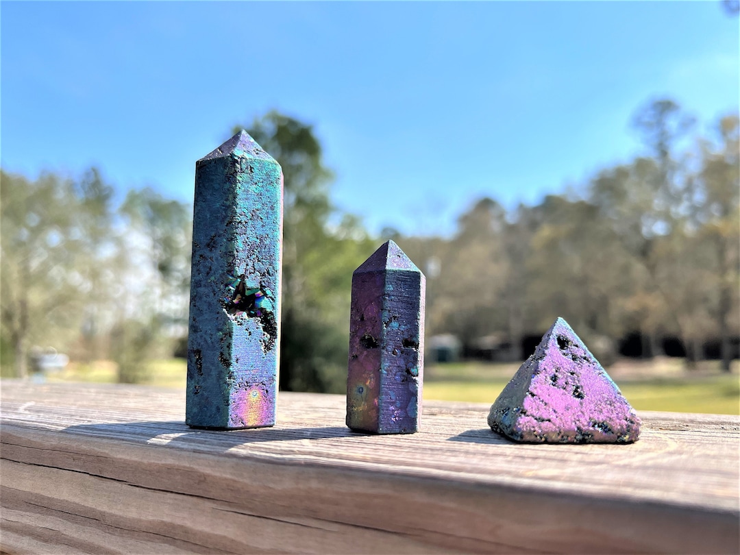 Titanium Rainbow Aura Quartz Point Titanium Rainbow Aura Crystal