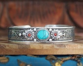 Turquoise Bracelet , Birthstone Bracelet , Blue Stone Bracelet , Bohemian Bracelet , Cowboy Bracelet , Southwestern Bracelet