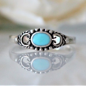 Sterling Silver Turquoise Ring, Bohemian Stone Ring
