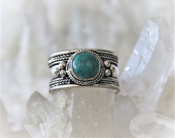 Turquoise Ring Birthstone Ring Blue Stone Ring Cowgirl Ring, Hippie  Ring, Gemstone ring, southwestern Ring
