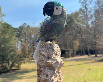 Large Crystal Parrot Carving ~ Hand Carved Parrot~ Decor ~ Bird Figurine ~ Parrot Figurine ~ Gift for Her ~ Hand Carved Bird