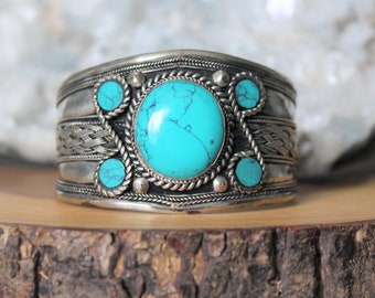 Turquoise Cuff Bracelet, Boho Southwest Style