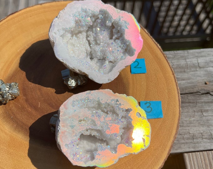 Aura Quartz Crystal Cluster ~ Rainbow Titanium Geode Quartz ~ TiTanium Quartz ~ Healing Crystal ~ Home Decor ~ Crystal Gifts ~ Acqua Aura