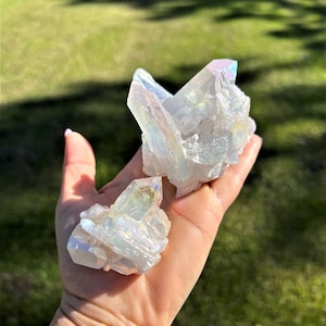 Angel Aura Cluster - Angel Aura Quartz Cluster - Aura Quartz Crystal - healing crystals and stones - Aura Quartz Stone - angel aura crystal