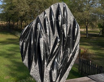 Statement Large Black Orthoceras Cephalopod Fossil Tower 19" Tall  ~ 350 Million Years Old