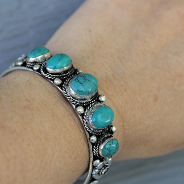 Bohemian Turquoise Cuff Bracelet