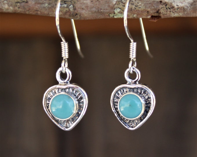 Heart Turquoise Sterling Silver Earrings