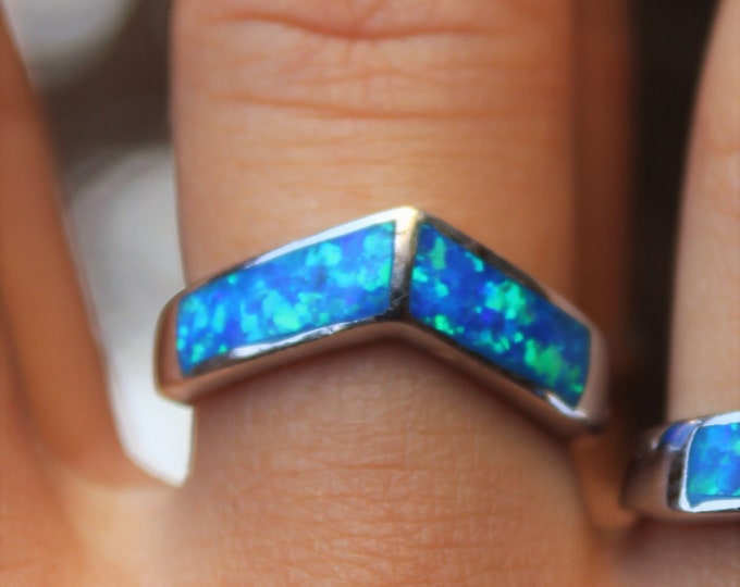 Opal Birthstone Sterling Silver Ring