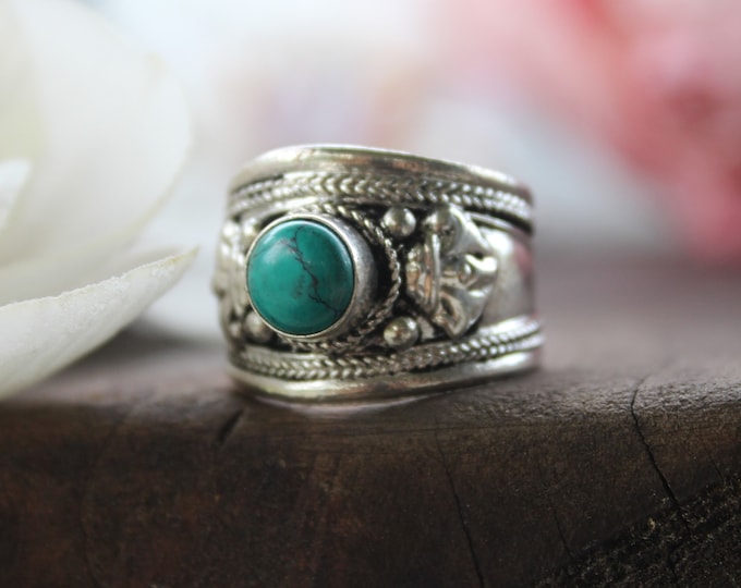 Turquoise Adjustable Ring, Birthstone Ring, Cowgirl Ring, Blue Stone Ring, Bohemian Ring, Gypsy Ring, Southwestern ring