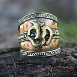 Copper Adjustable  Ring , Meditation Ring , OM ring, Mantra ring, Adjustable Ring, Band Ring, Boho Ring,  Mantra OM Adjustable Ring,