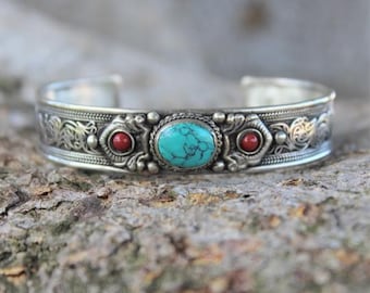Snake Eye Turquoise Cuff Bracelet Five Row Vintage Antique Snake Eye Turquoise Cuff Bracelet Five Row Vintage Antique