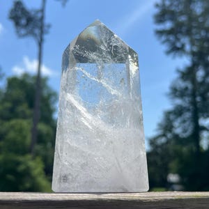 Couple Rainbows inside Clear Quartz Tower ~  Natural Clear Quartz Point ~ Crystal Tower Obelisk ~ High quality clear quartz ~ Rock Collector