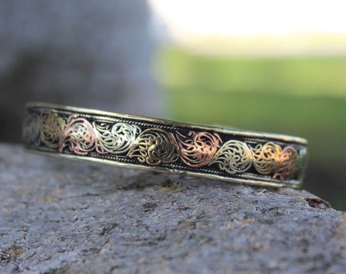 Healing Copper, Bronze  and Silver Cuff Bracelet